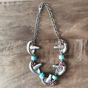 Turquoise sombrero red rose necklace